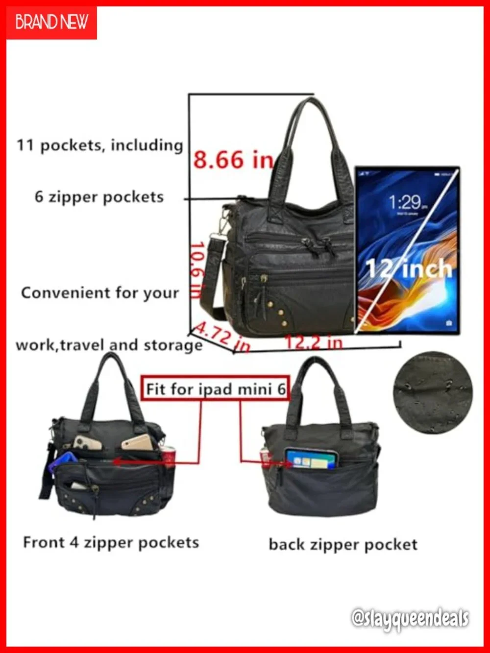 PU Leather Hobo Handbag Purse Top Handle Satchel